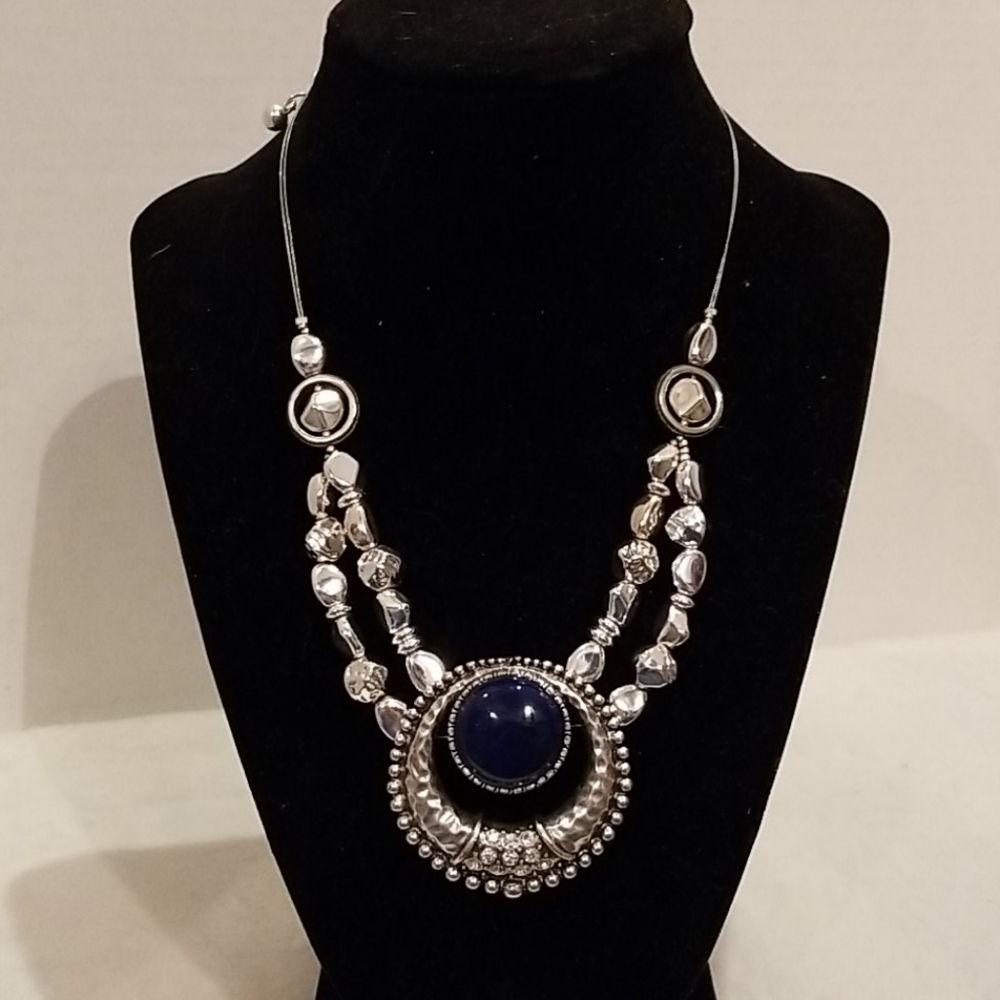 Chico's sliver necklace with blue dangle